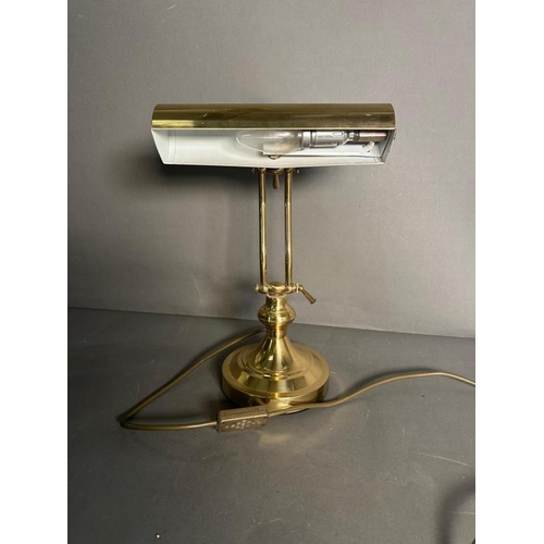 227 - A brass adjustable bankers lamp