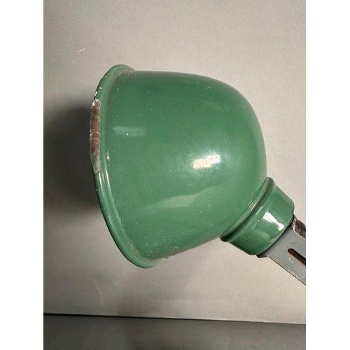 229 - A vintage Dugdills industrial adjustable desk lamp, grey with green shade