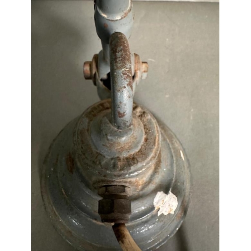 229 - A vintage Dugdills industrial adjustable desk lamp, grey with green shade
