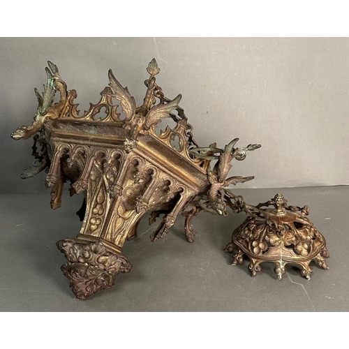 237 - A vintage French gilt sanctuary lamp in the gothic style.