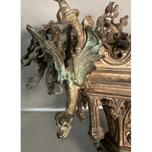 237 - A vintage French gilt sanctuary lamp in the gothic style.