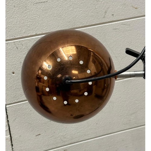 238 - A Mid Century floor lamp with spherical copper effect shade