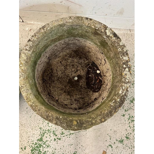 239 - A pair of concrete garden planters with ivy relief (H27cm Dia36cm)