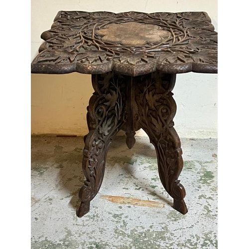 32 - Anglo Indian carved occasional table (H50cm Sq49cm)