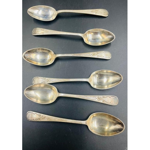 A Boxed set of six silver teaspoons by M & R Ltd for Sheffield 1921