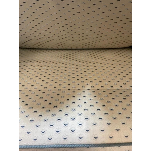 45 - Two, two seater sofa's in cream and blue piping (H66cm W153cm D86cm)