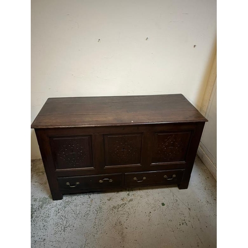 5 - Three panelled coffer with drawers under , L135 X 55X 48cm