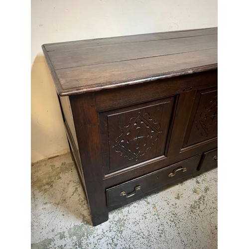 5 - Three panelled coffer with drawers under , L135 X 55X 48cm