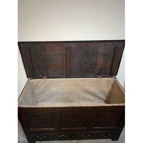 5 - Three panelled coffer with drawers under , L135 X 55X 48cm