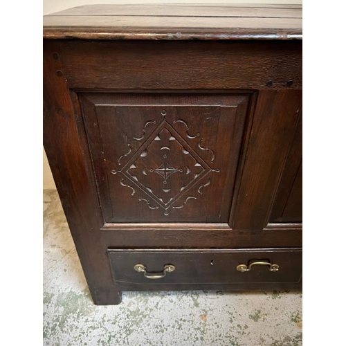 5 - Three panelled coffer with drawers under , L135 X 55X 48cm
