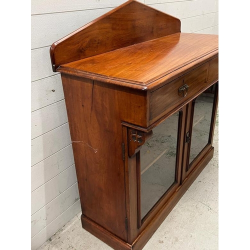 52 - A chiffonier with glazed doors and galleried back (H117cm W112cm D46cm)