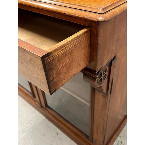 52 - A chiffonier with glazed doors and galleried back (H117cm W112cm D46cm)