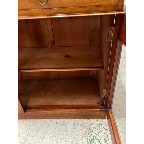 52 - A chiffonier with glazed doors and galleried back (H117cm W112cm D46cm)