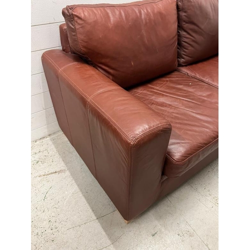 10 - Two seater leather sofa bed (H73cm W166cm D86cm)