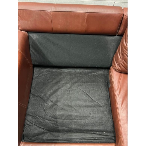 10 - Two seater leather sofa bed (H73cm W166cm D86cm)