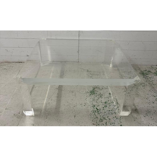 106 - A  mid century lucite coffee table. Height 40 97x97