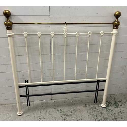 11 - A brass and white painted metal bed headboard (H146cm W140cm)