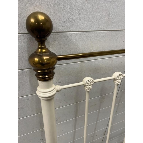 11 - A brass and white painted metal bed headboard (H146cm W140cm)