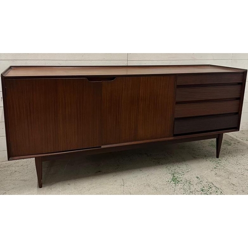 110 - 1960's teak sideboard comprising of four drawees and double cupboard by designer Richard Hornby for ... 