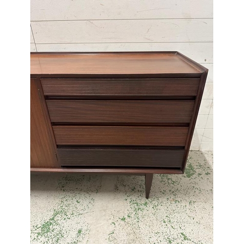 110 - 1960's teak sideboard comprising of four drawees and double cupboard by designer Richard Hornby for ... 