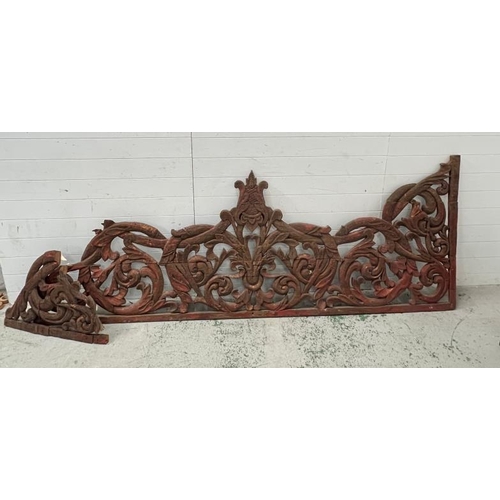 118 - A carved wooden Indonesian wall hanging or bed board AF 260cm x 104cm