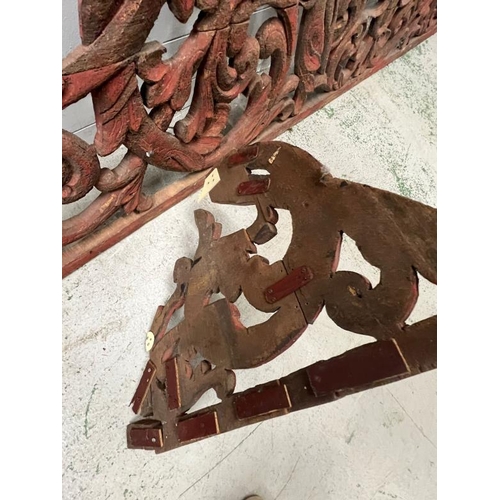 118 - A carved wooden Indonesian wall hanging or bed board AF 260cm x 104cm