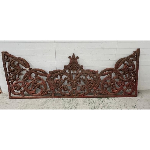 118 - A carved wooden Indonesian wall hanging or bed board AF 260cm x 104cm