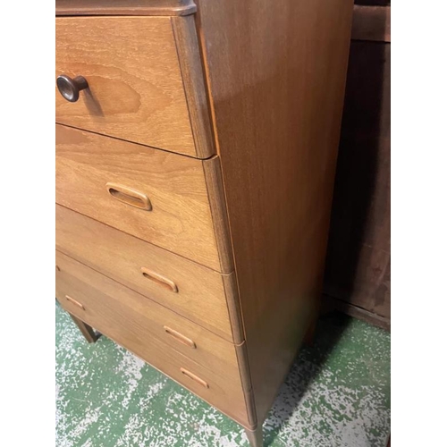 17 - A teak five drawer chest of drawers (H140cm W78cm D44cm)