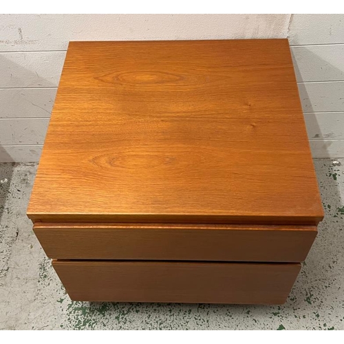 22 - Two drawer side table or bedside (H51cm W57cm D53cm)