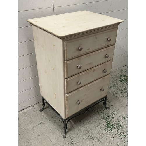 31 - Ducal chest of drawers, the four graduating drawers on metal legs (H94cm W61cm D47cm)