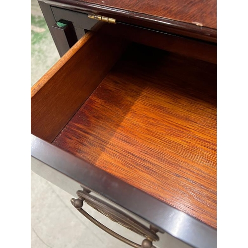 35 - George III style mahogany bureau opening to pigeon holes and drawers on bracket feet (H98cm W90cm D4... 