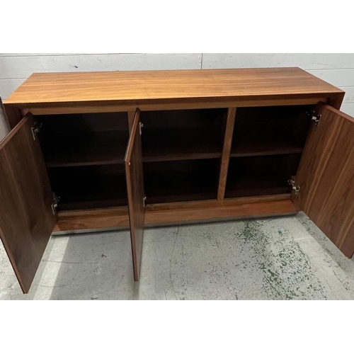 41 - A sideboard with three black glass panelled front (H80cm W152cm D45cm