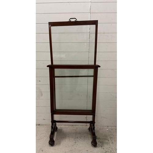 47 - A large mahogany Georgian glazed fire screen on splayed legs with sliding glass panel (H108cm W67cm ... 