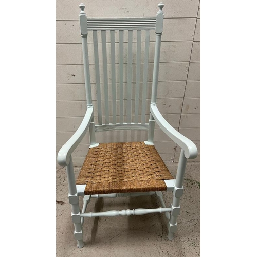 5 - A painted farmhouse chair with stick back and rush seat