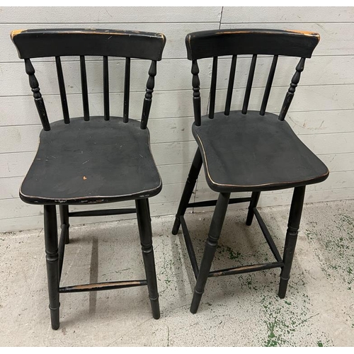 6 - Two wooden Windsor style bar stools