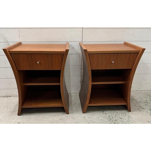 65 - A pair of contemporary bedside tables with single drawer and shelf under