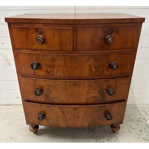 67 - A 19th Century mahogany two over three chest of drawers (H90cm W106cm D36cm)