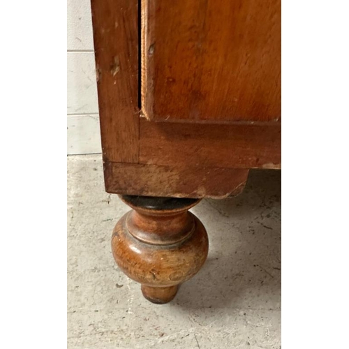 68 - A Victorian burr walnut pier cabinet with intricate marquetry and two crushed velvet shelves