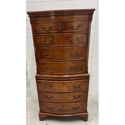 92 - A Queen Anne style reproduction chest on chest or tallboy (H153cm W72cm D44cm)