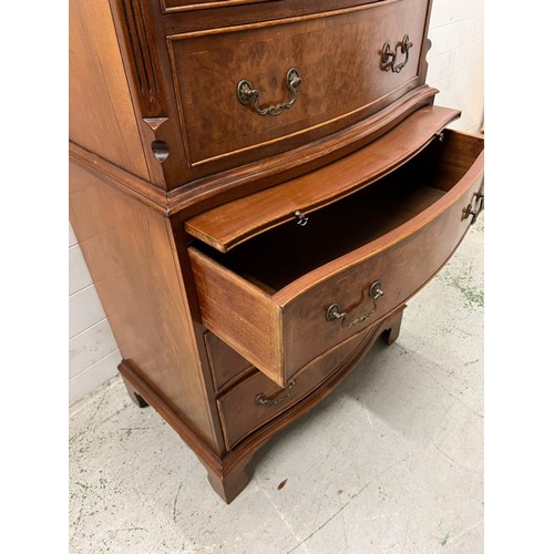 92 - A Queen Anne style reproduction chest on chest or tallboy (H153cm W72cm D44cm)