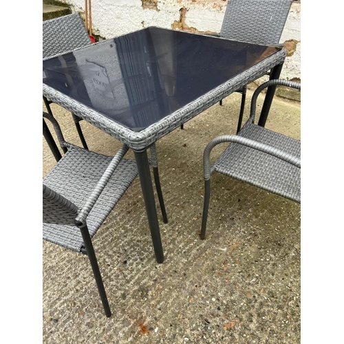 107 - Five piece grey garden dining set (H75cm Sq90cm)