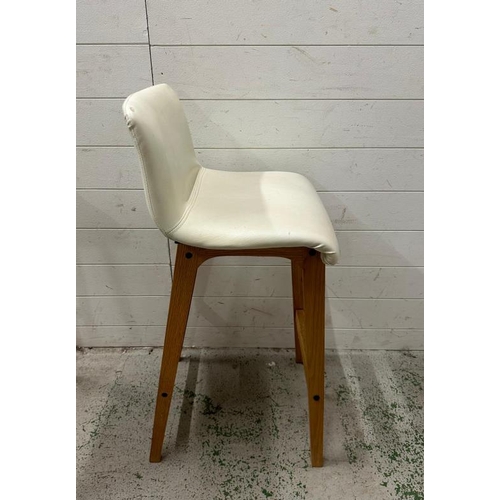 112 - A pair of John Lewis faux cream leather high backed bar stools