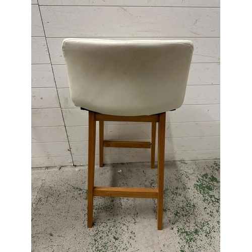 112 - A pair of John Lewis faux cream leather high backed bar stools