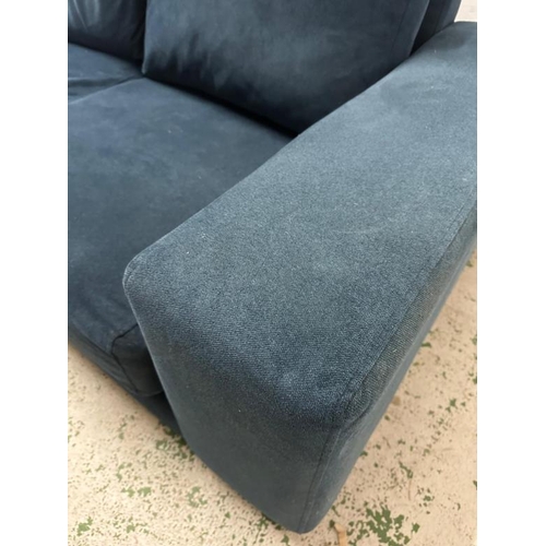 115 - A Swoon John Lewis velvet ink blue 4 seater corner sofa, 265cm x 245cm