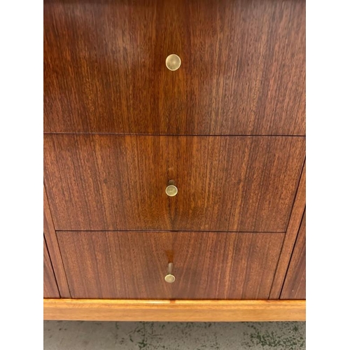 148 - Peter Hayward for Vanson Mid 19th Century teak sideboard, three central short drawers flanked by cup... 