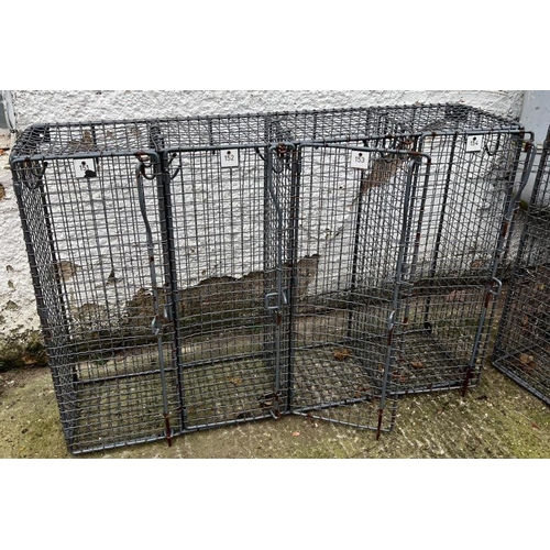 152 - Three vintage numbered industrial metal school wire lockers, one unit of four (H80cm W120cm D30cm) ,... 