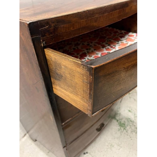 159 - A bow fronted chest of drawers. Height 105cm. 107x54