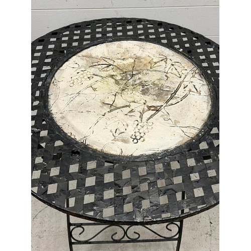 168 - A bistro table with lattice work top (H73cm Dia70cm_