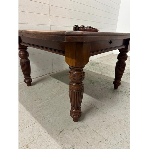 173 - A Victorian oak extendable dining table on castors. Height 67. 100x105