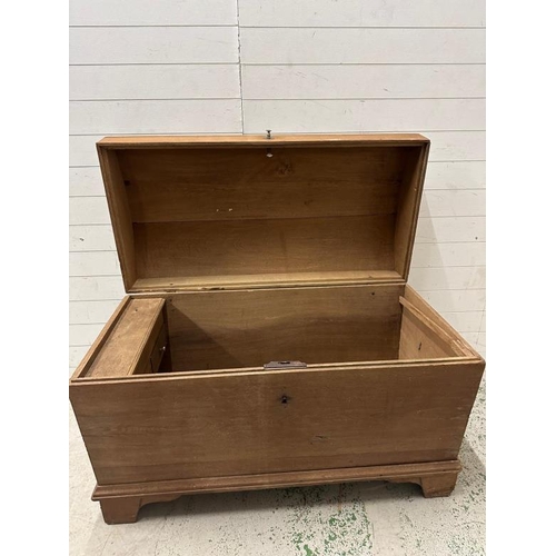 194 - An 19th Century German oak chest with hinged lid opening to storage, two drawers and candle box (H80... 